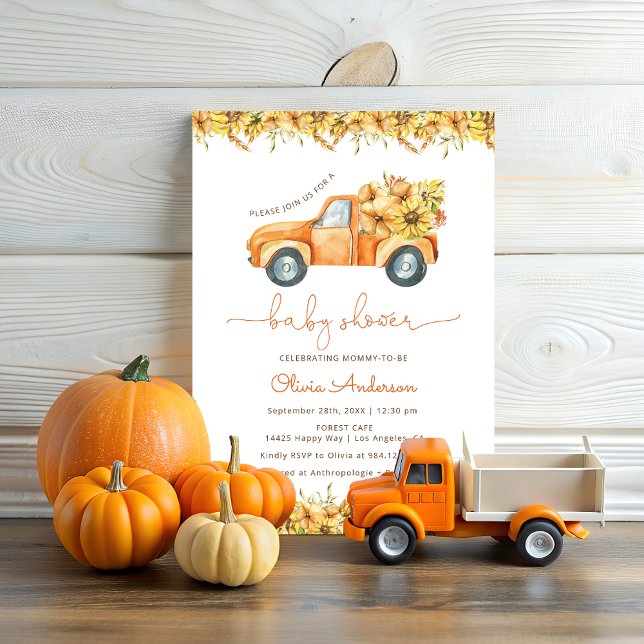 Pumpkin Autumn Truck Baby Shower Einladung (Von Creator hochgeladen)