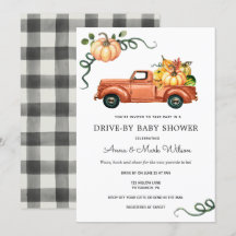 Pumpkin Autumn Truck Drive by Baby Shower