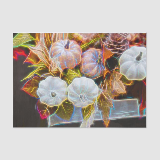 Pumpkin Autumn White Orange Glows Seidenpapier (Vorderseite)