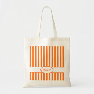 Pumpkin Autumnal Streifen mit Monogramm Tragetasche