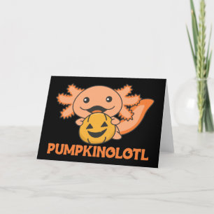 Pumpkin Axolotl liebt Niedliche Tiere zu Halloween Feiertagskarte