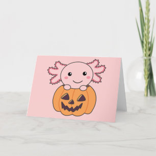 Pumpkin Axolotl liebt süße Tiere zu Halloween Feiertagskarte