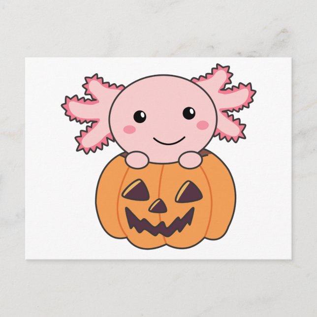 Pumpkin Axolotl Lovers Sweet Animals For Halloween Postkarte (Vorderseite)