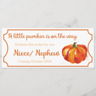 Pumpkin baby Announcement Ticket Niece / Nephew Ankündigung