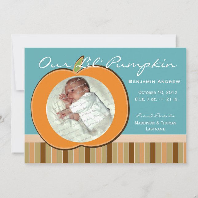 Pumpkin Baby Birth mit Streifen und Foto (Vorderseite)