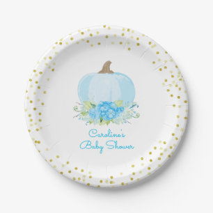 Pumpkin Baby Boy Dusche Aquarell Floral Pappteller