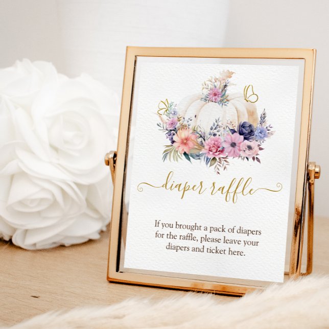 Pumpkin Baby Dusche Blumenmuster Raffle Game-Zeich Fotodruck (Von Creator hochgeladen)