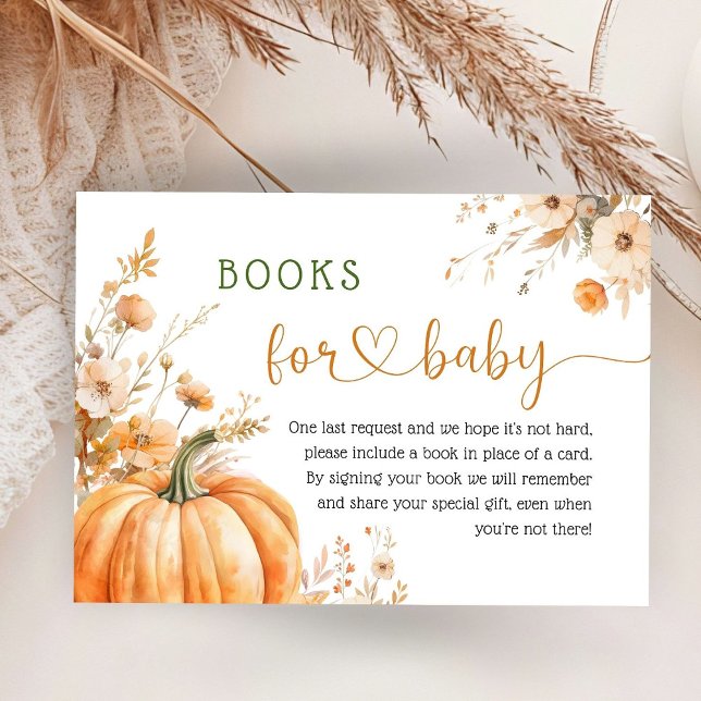 Pumpkin Baby Dusche Blush Pink Fall Bücher für Bab Begleitkarte (Von Creator hochgeladen)
