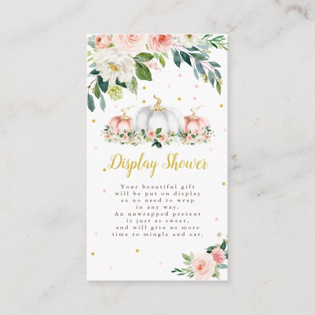 Pumpkin Baby Dusche Blush Pink Gold Display Dusche Begleitkarte (Vorderseite)