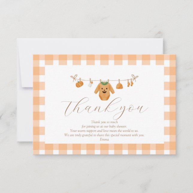 Pumpkin Baby Dusche Danke Karte (Vorderseite)