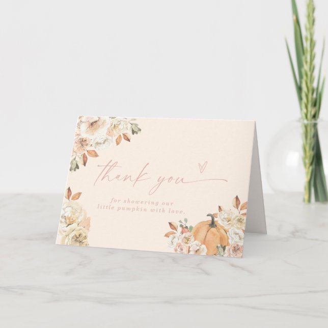 Pumpkin Baby Dusche Danke Karte, Boho Fall Baby (Vorderseite)