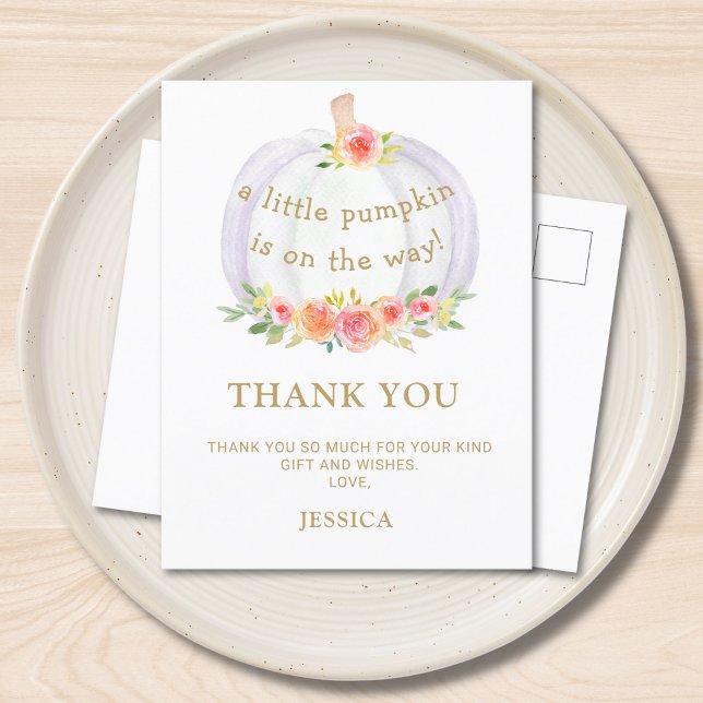 Pumpkin Baby Dusche Danke Postcard Einladungspostkarte (Von Creator hochgeladen)