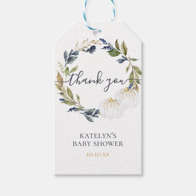 Pumpkin Baby Dusche Danke Tag Geschenkanhänger (Vorderseite)