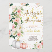 Pumpkin Baby Dusche Einladung Rosa und Gold Rosa r