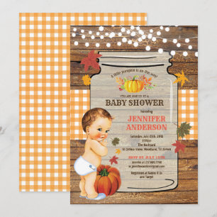 Pumpkin Baby Dusche Einladung rustikales Holz