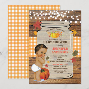 Pumpkin Baby Dusche Einladung rustikales Holz
