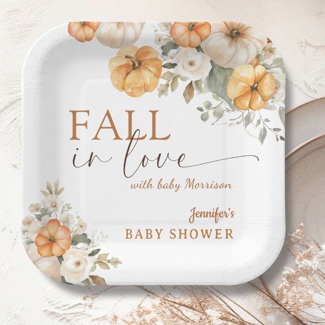 Pumpkin Baby Dusche Fall in Liebe Boho Papier Pappteller (Von Creator hochgeladen)