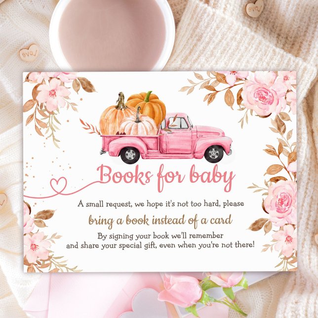 Pumpkin Baby Dusche Fall Pink LKW Bücher für Baby Begleitkarte (Von Creator hochgeladen)