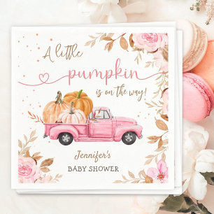Pumpkin Baby Dusche Fall Pink Truck Party Paper Serviette