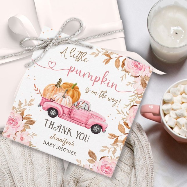 Pumpkin Baby Dusche Fall Pink Truck Vielen Dank Geschenkanhänger (Von Creator hochgeladen)