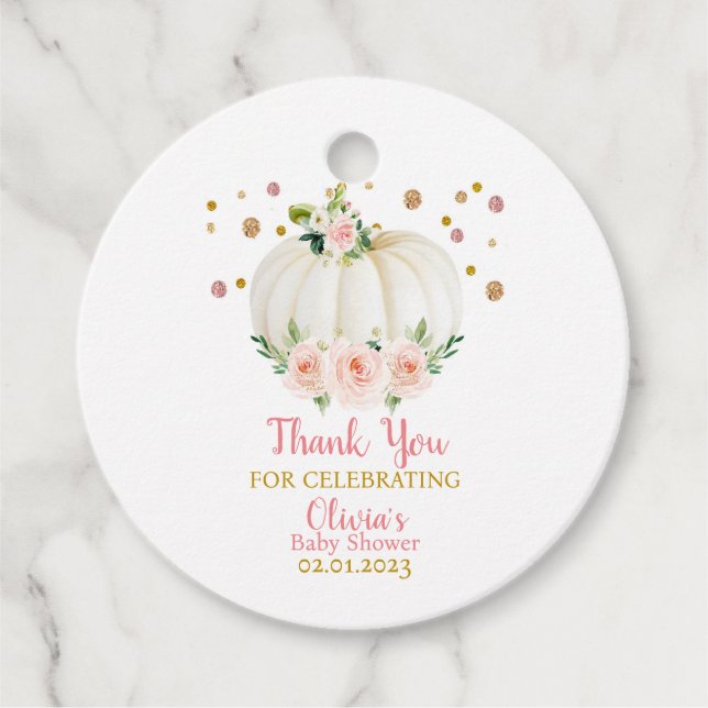 Pumpkin Baby Dusche Geschenkanhänger (Vorderseite)