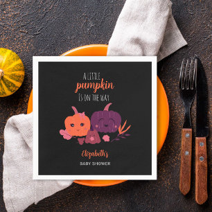 Pumpkin Baby Dusche Niedlich Black Lila Modern Serviette