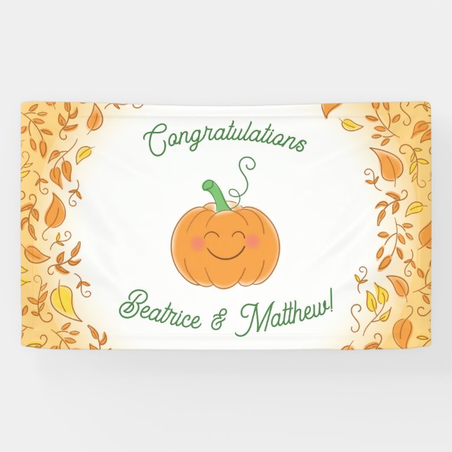 Pumpkin Baby Dusche Niedlicher Fall Banner (Horizontal)