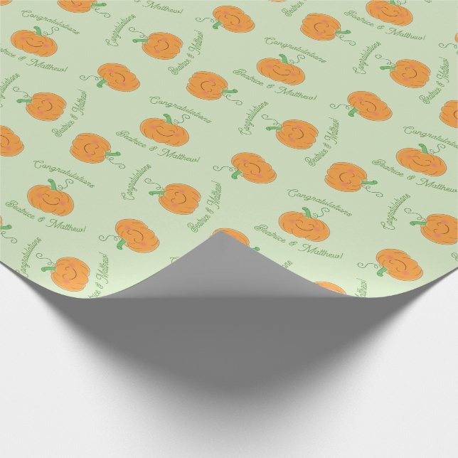 Pumpkin Baby Dusche Niedlicher Fall Geschenkpapier (Ecke)