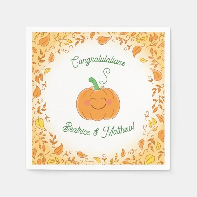 Pumpkin Baby Dusche Niedlicher Fall Serviette (Vorderseite)
