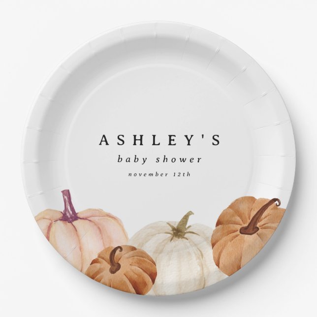 Pumpkin Baby Dusche Pappteller (Vorderseite)