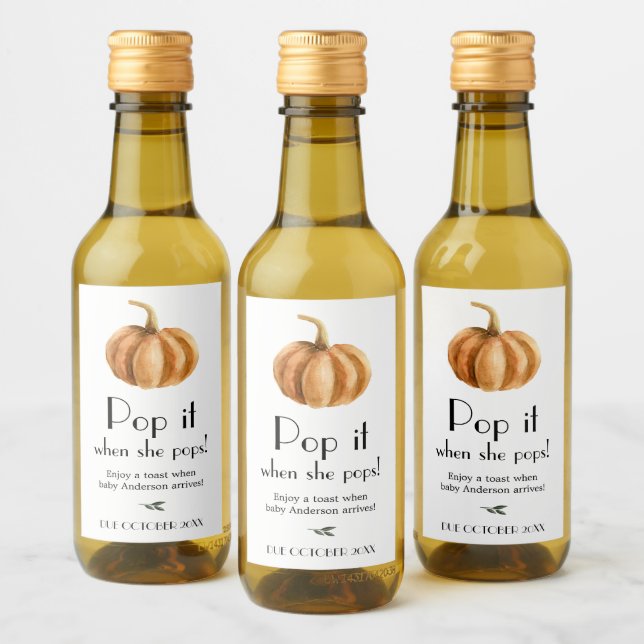 Pumpkin Baby Dusche Pop, wenn sie Pop Weinetikett (Flaschen)