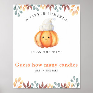 Pumpkin Baby Dusche Rate wie viele Bonbons Poster