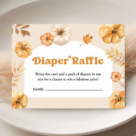 Pumpkin Baby Dusche Retro Fall Windeln Raffle Begleitkarte