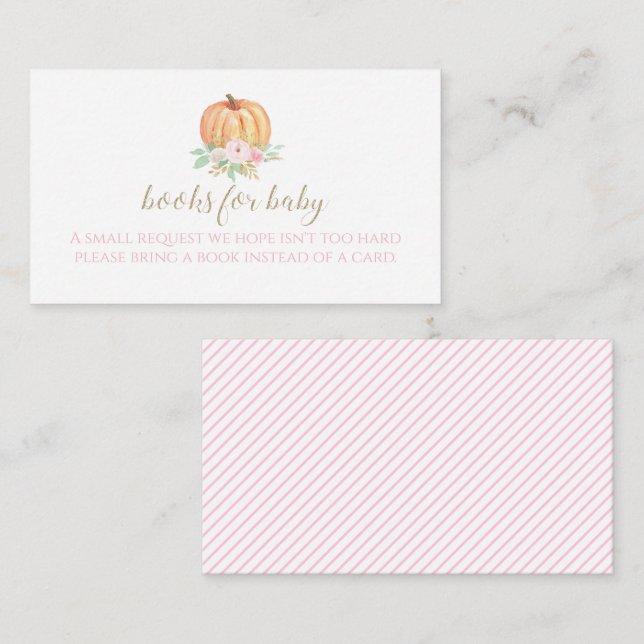 Pumpkin Baby Dusche Rosa Blumenbücher für Babys Begleitkarte (Vorne/Hinten)