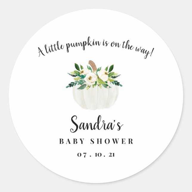 Pumpkin Baby Dusche Runder Aufkleber (Vorderseite)