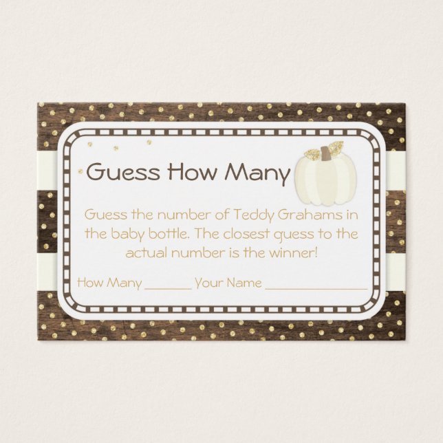 Pumpkin Baby Dusche schätzt wie viele, Holz & Elfe (Vorderseite)