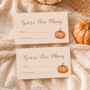 Pumpkin Baby Dusche schätzt wie viele Spiel Begleitkarte