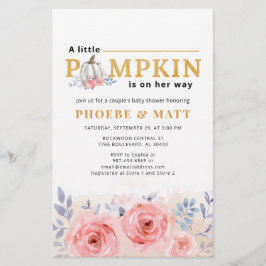 Pumpkin Baby Dusche Wasserfarbe Lilac Pink Rose Briefpapier