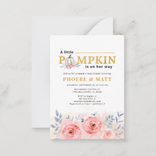 Pumpkin Baby Dusche Wasserfarbe Lilac Pink Rose Mitteilungskarte