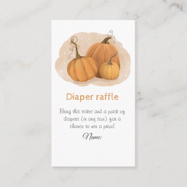 Pumpkin Baby Duwer Windel Raffle Begleitkarte (Vorderseite)