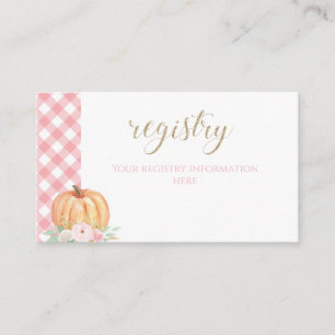 Pumpkin Baby Showblume Karierte Geschenkkartei Begleitkarte
