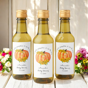 Pumpkin Baby Showdusche Orange White Weinetikett