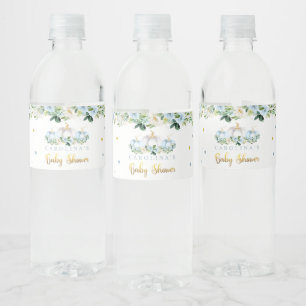 Pumpkin Baby Shower Boy Fall Blue Pumpkin Wasserflaschenetikett