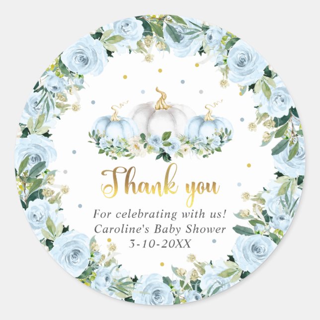 Pumpkin Baby Shower Boy Fall Pumpkin Gevor Runder Aufkleber (Vorderseite)