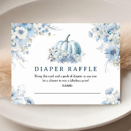 Pumpkin Baby Shower Dusty Blue Fall Diaper Raffle Begleitkarte