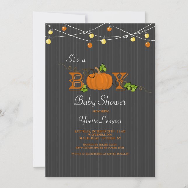 Pumpkin Baby Shower Einladung (Vorderseite)