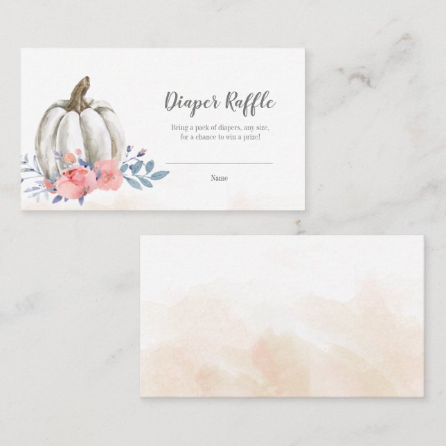 Pumpkin Baby Shower Floral Diaper Raffekarte Visitenkarte (Vorne/Hinten)