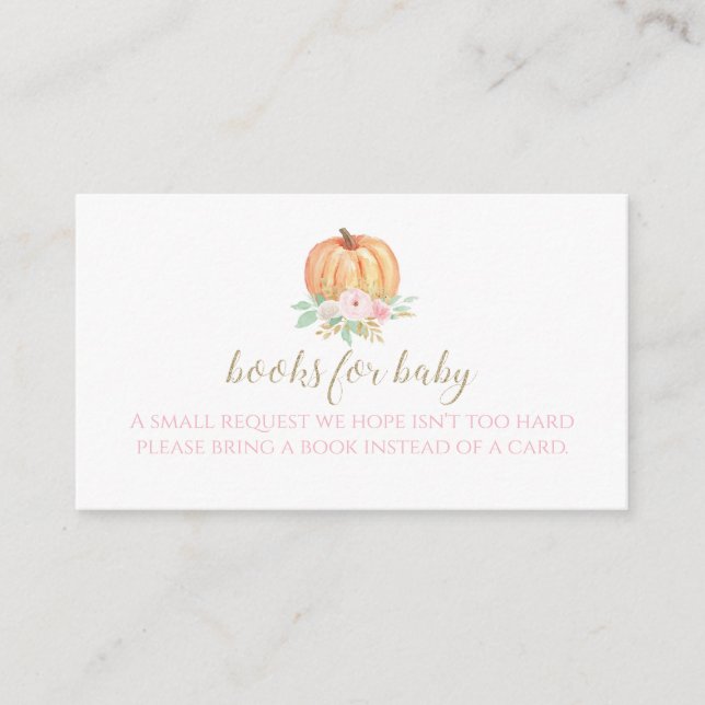 Pumpkin Baby Shower Floral Kariert Books for baby  Begleitkarte (Vorderseite)