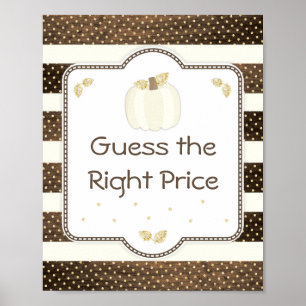 Pumpkin Baby Shower Guess Price Game, Holz Elfenbe Poster