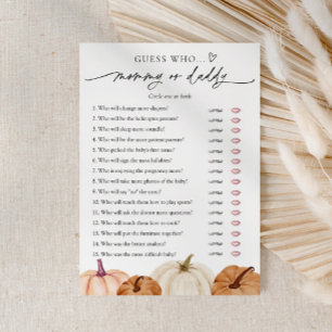 Pumpkin Baby Shower Mommy oder Daddy Game Card Einladung